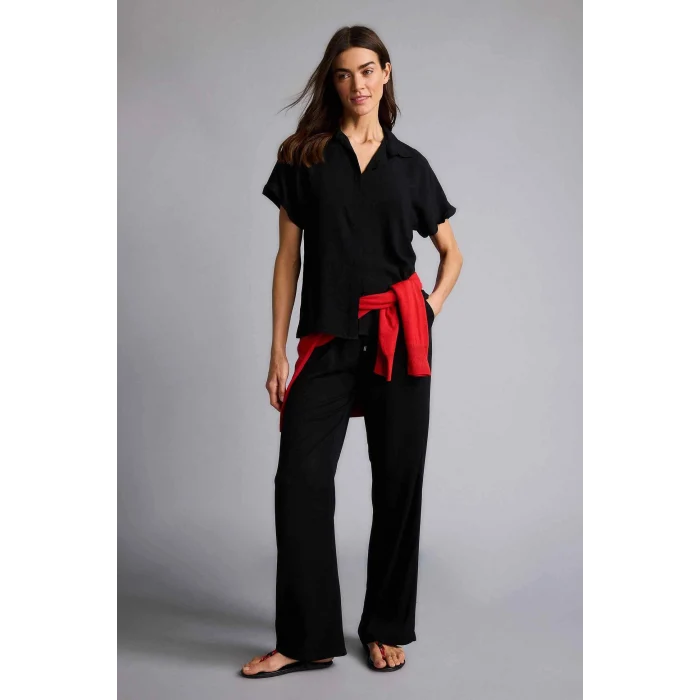 Defacto J8738AZBK27 Siyah Florida Florıda Cepli Yüksek Bel Geniş Paça Belmando Pantolon