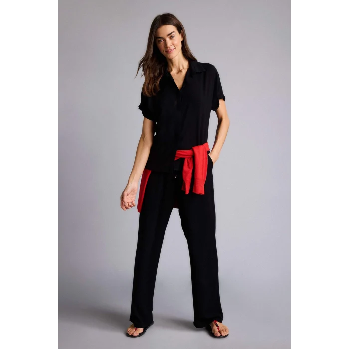 Defacto J8738AZBK27 Siyah Florida Florıda Cepli Yüksek Bel Geniş Paça Belmando Pantolon