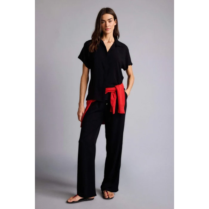 Defacto J8738AZBK27 Siyah Florida Florıda Cepli Yüksek Bel Geniş Paça Belmando Pantolon