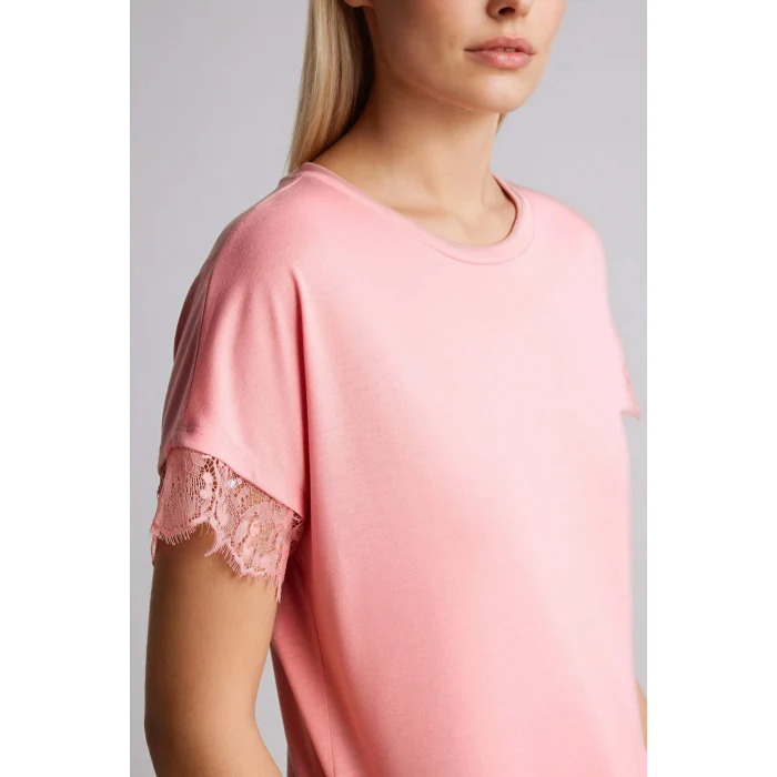 Defacto H0576AXPN111 Pembe Bisiklet Yaka Kısa Kollu Tişört