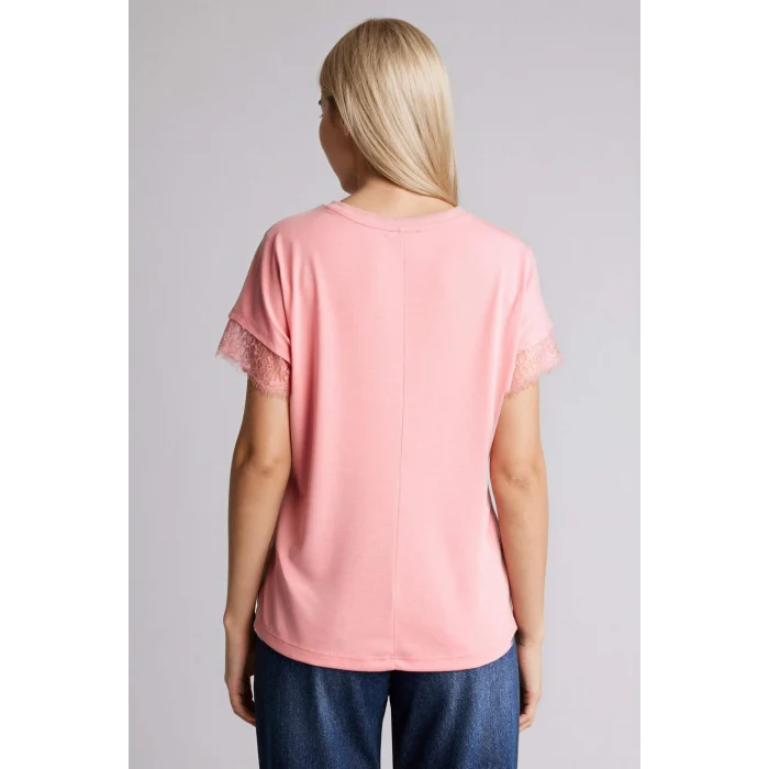 Defacto H0576AXPN111 Pembe Bisiklet Yaka Kısa Kollu Tişört