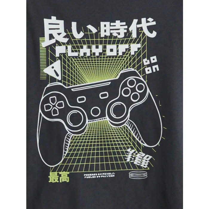 LCW Kids Antrasit Bisiklet Yaka Erkek Çocuk Tişört