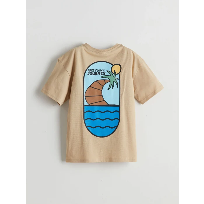 LCW Kids Bej Bisiklet Yaka Erkek Çocuk Tişört