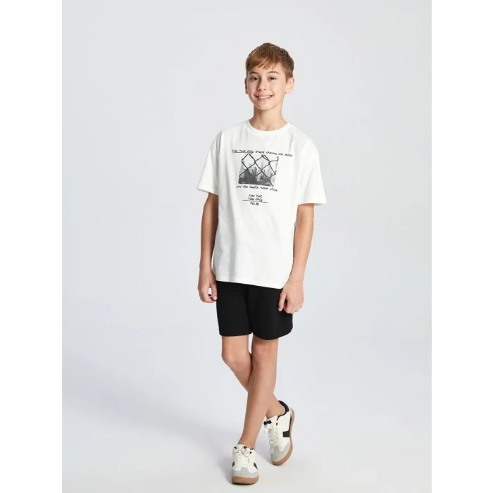 LCW Kids Siyah Beli Lastikli Erkek Çocuk Şort