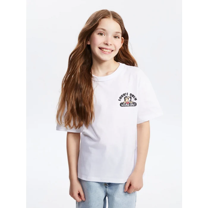 LCW Kids Beyaz Bisiklet Yaka Nostaljik Maymun Baskılı Unisex Çocuk Tişört