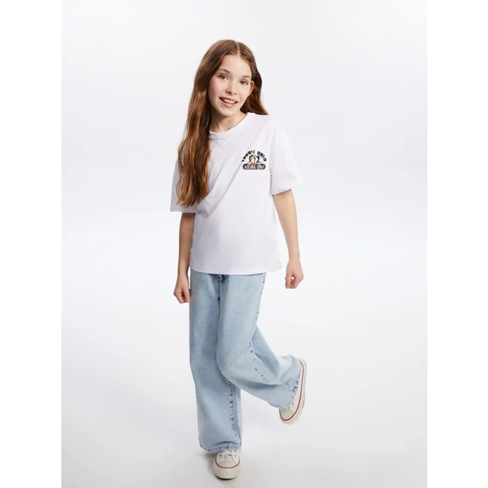 LCW Kids Beyaz Bisiklet Yaka Nostaljik Maymun Baskılı Unisex Çocuk Tişört