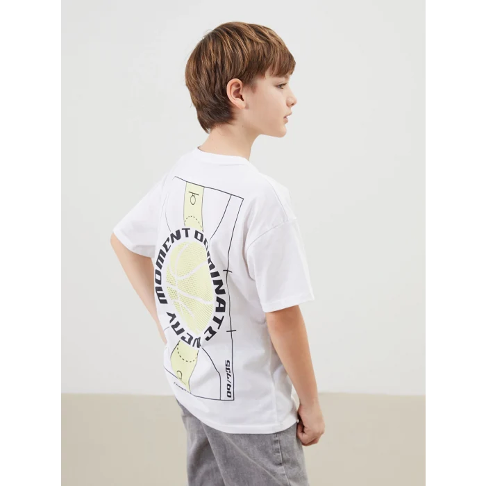 LCW Kids Beyaz Bisiklet Yaka Erkek Çocuk Tişört