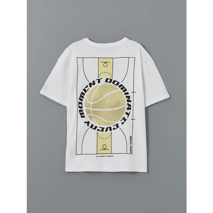 LCW Kids Beyaz Bisiklet Yaka Erkek Çocuk Tişört