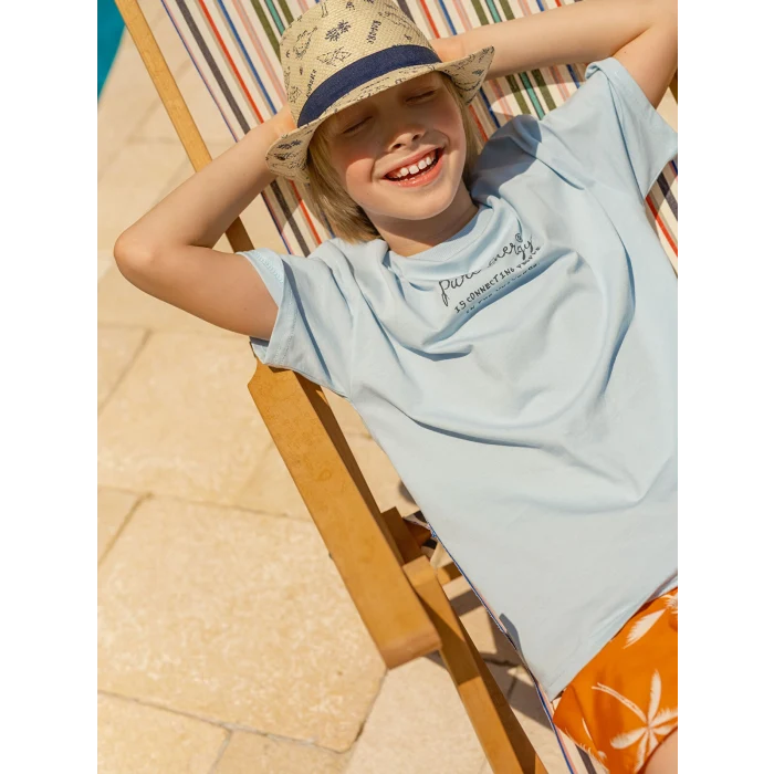 LCW Kids Mavi Bisiklet Yaka Erkek Çocuk Tişört