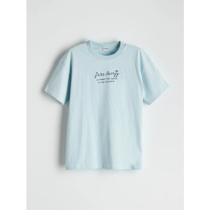 LCW Kids Mavi Bisiklet Yaka Erkek Çocuk Tişört