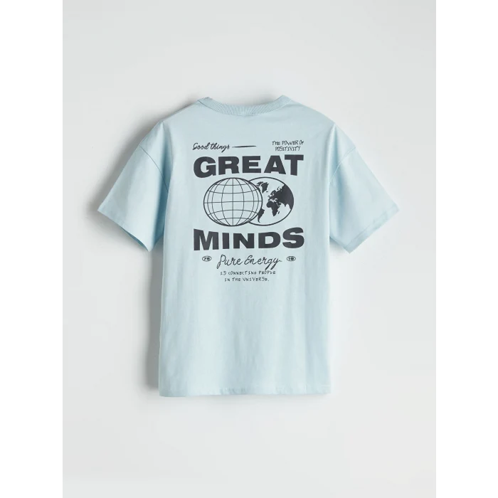 LCW Kids Mavi Bisiklet Yaka Erkek Çocuk Tişört