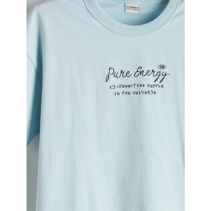 LCW Kids Mavi Bisiklet Yaka Erkek Çocuk Tişört