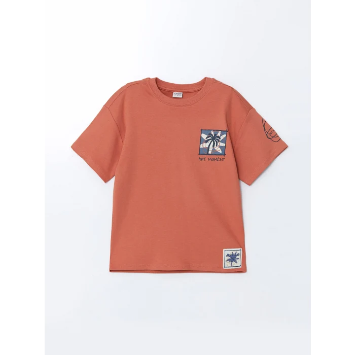 LCW Kids Turuncu Bisiklet Yaka Erkek Çocuk Tişört