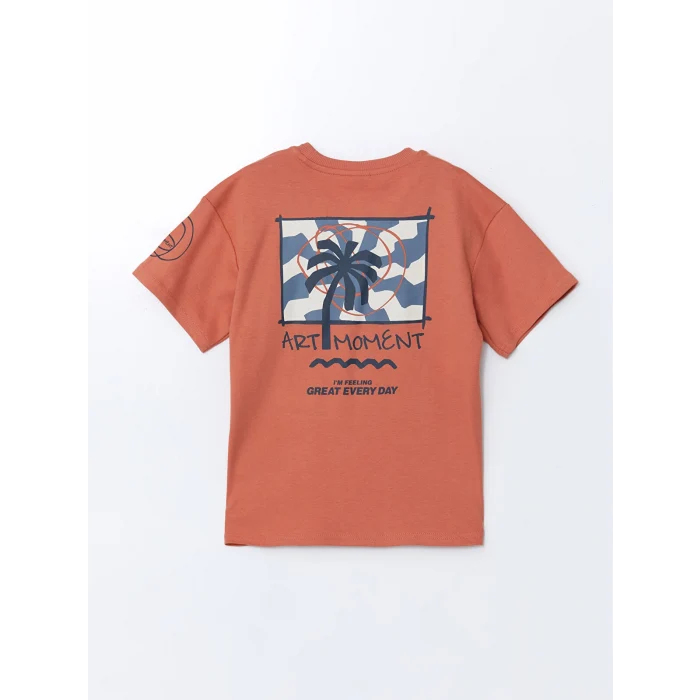 LCW Kids Turuncu Bisiklet Yaka Erkek Çocuk Tişört