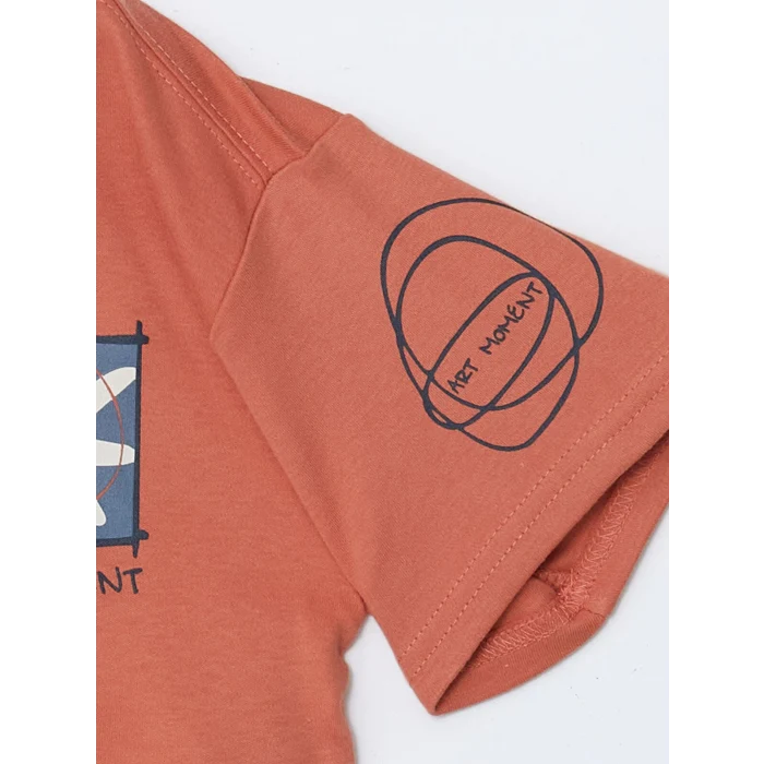 LCW Kids Turuncu Bisiklet Yaka Erkek Çocuk Tişört