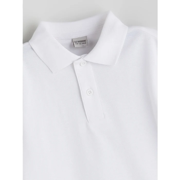 LCW Kids Beyaz Polo Yaka Basic Erkek Çocuk Tişört