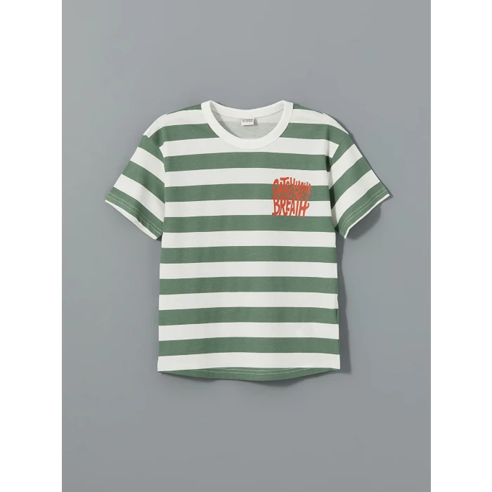 LCW Kids Yeşil Bisiklet Yaka Erkek Çocuk Tişört