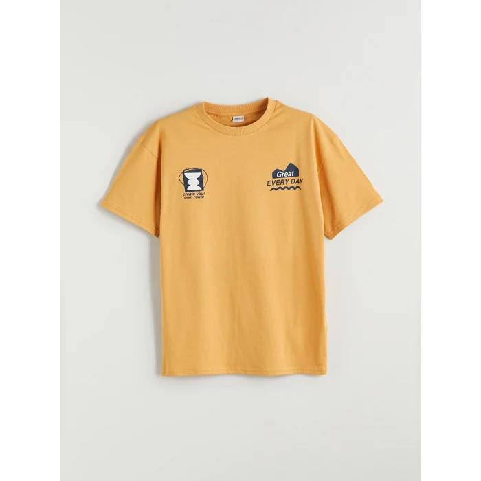 LCW Kids Sarı Bisiklet Yaka Erkek Çocuk Tişört