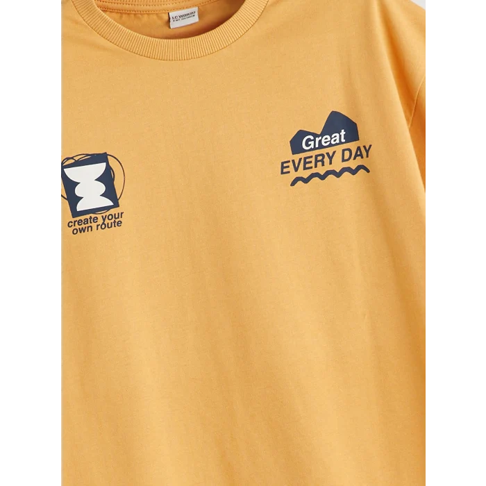 LCW Kids Sarı Bisiklet Yaka Erkek Çocuk Tişört