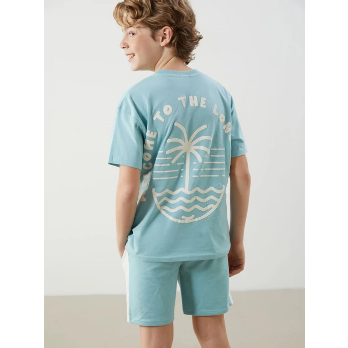 LCW Kids Yeşil Bisiklet Yaka Erkek Çocuk Tişört