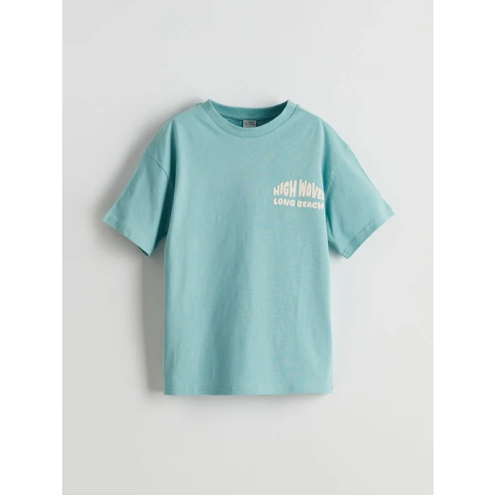 LCW Kids Yeşil Bisiklet Yaka Erkek Çocuk Tişört