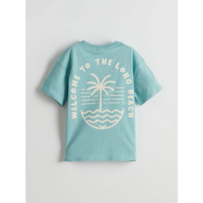 LCW Kids Yeşil Bisiklet Yaka Erkek Çocuk Tişört