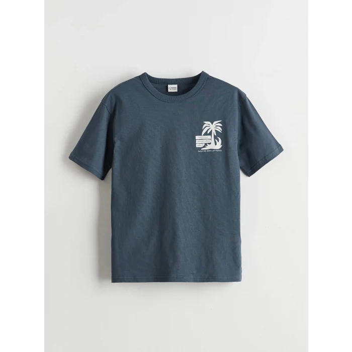 LCW Kids İndigo Bisiklet Yaka Erkek Çocuk Tişört