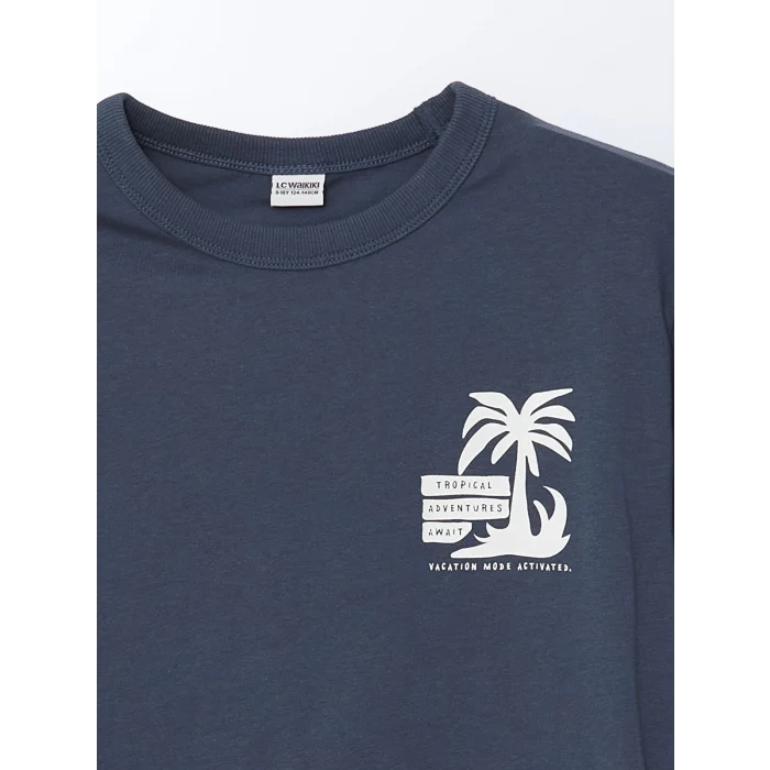 LCW Kids İndigo Bisiklet Yaka Erkek Çocuk Tişört