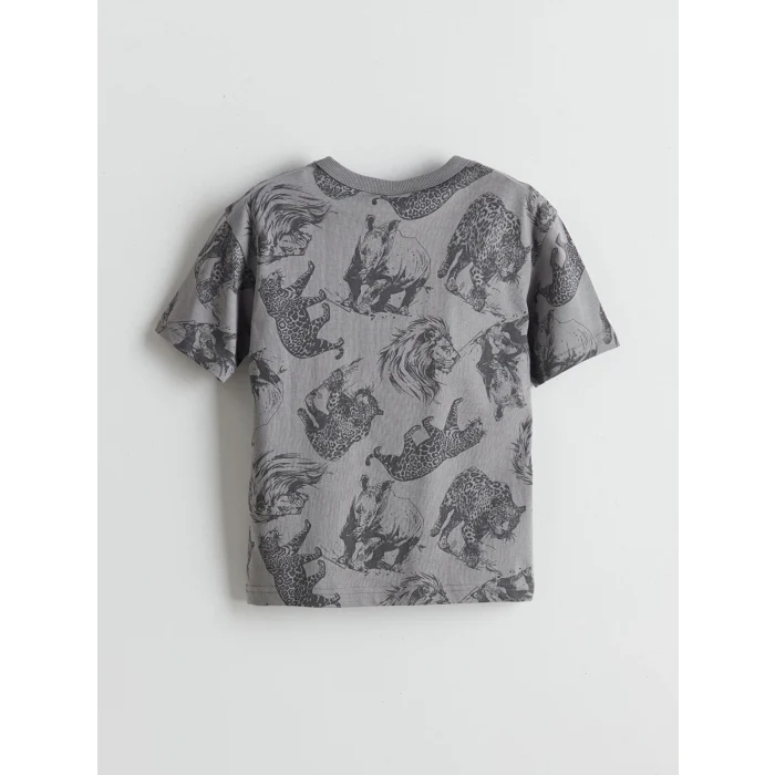 LCW Kids Gri Bisiklet Yaka Erkek Çocuk Tişört