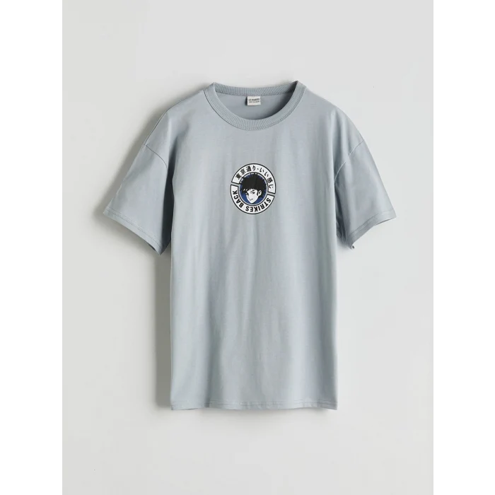 LCW Kids Gri Bisiklet Yaka Erkek Çocuk Tişört