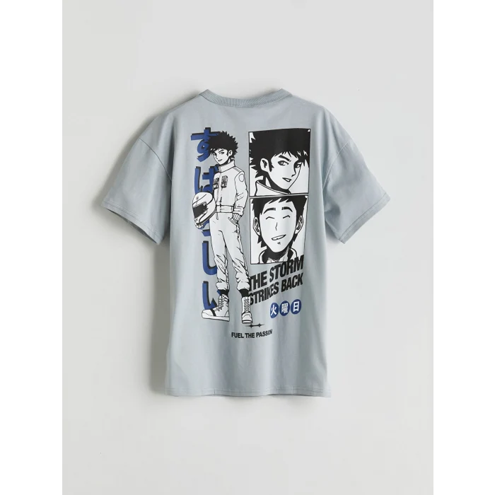 LCW Kids Gri Bisiklet Yaka Erkek Çocuk Tişört