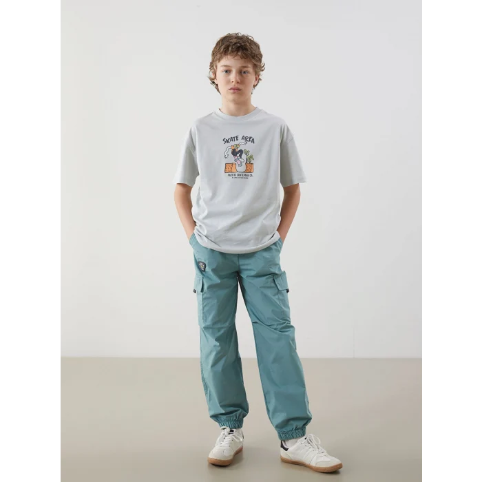 LCW Kids Gri Bisiklet Yaka Erkek Çocuk Tişört