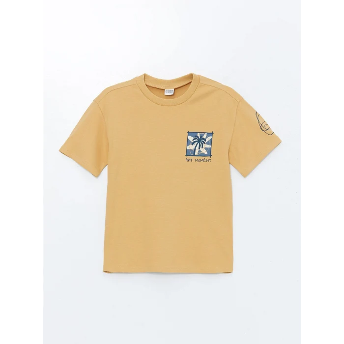 LCW Kids Bej Bisiklet Yaka Erkek Çocuk Tişört