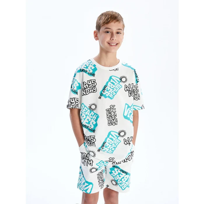 LCW Kids Yeşil Bisiklet Yaka Erkek Çocuk Tişört