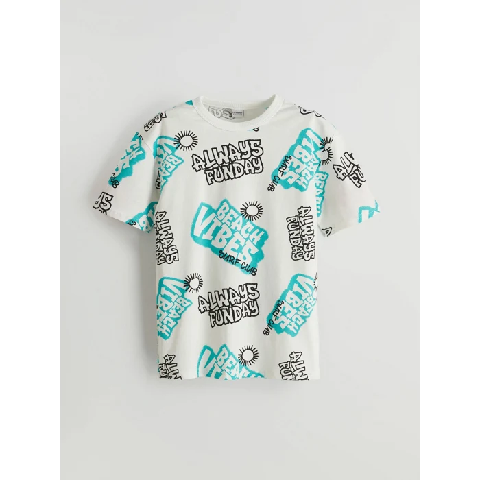 LCW Kids Yeşil Bisiklet Yaka Erkek Çocuk Tişört