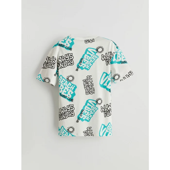 LCW Kids Yeşil Bisiklet Yaka Erkek Çocuk Tişört