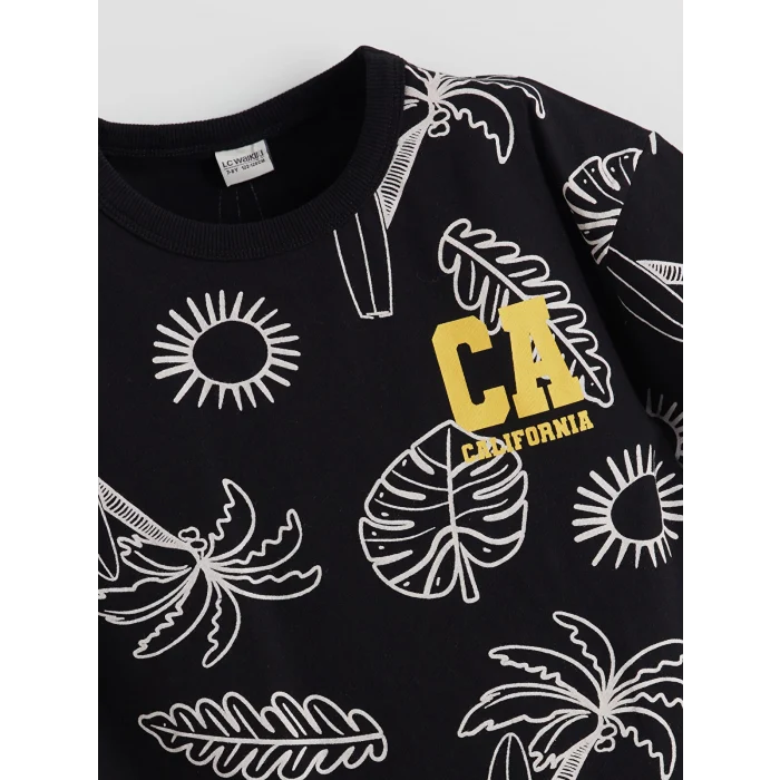 LCW Kids Siyah Bisiklet Yaka Erkek Çocuk Tişört