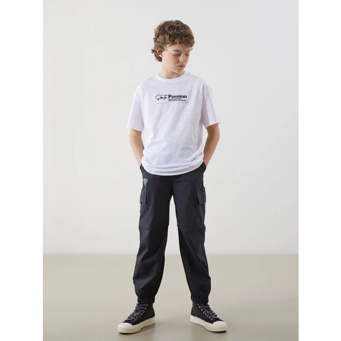 LCW Kids Beyaz Bisiklet Yaka Erkek Çocuk Tişört