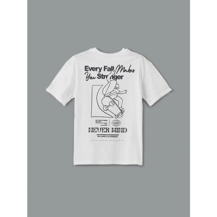 LCW Kids Beyaz Bisiklet Yaka Erkek Çocuk Tişört