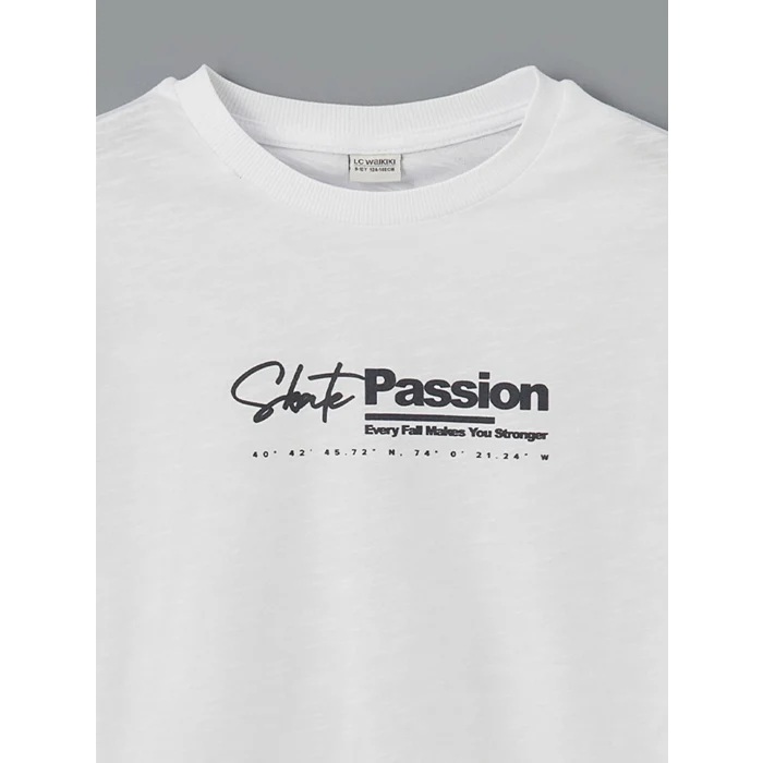 LCW Kids Beyaz Bisiklet Yaka Erkek Çocuk Tişört