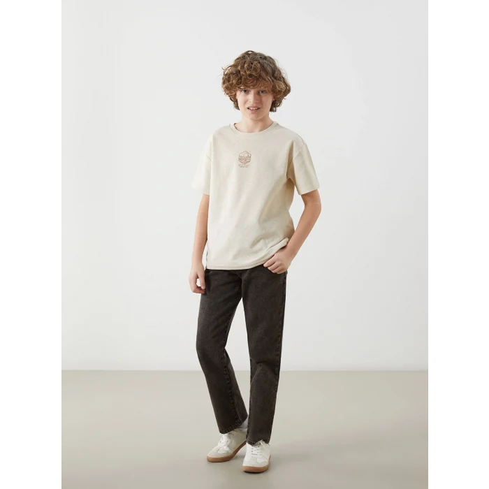 LCW Kids Bej Bisiklet Yaka Erkek Çocuk Tişört