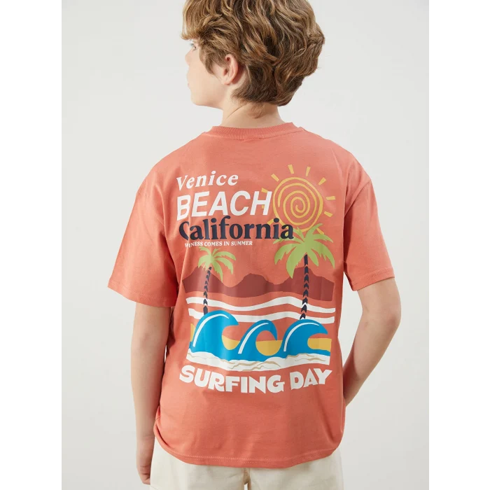 LCW Kids Turuncu Bisiklet Yaka Erkek Çocuk Tişört