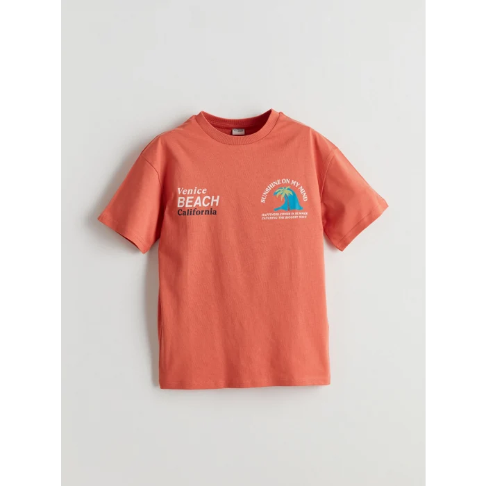 LCW Kids Turuncu Bisiklet Yaka Erkek Çocuk Tişört