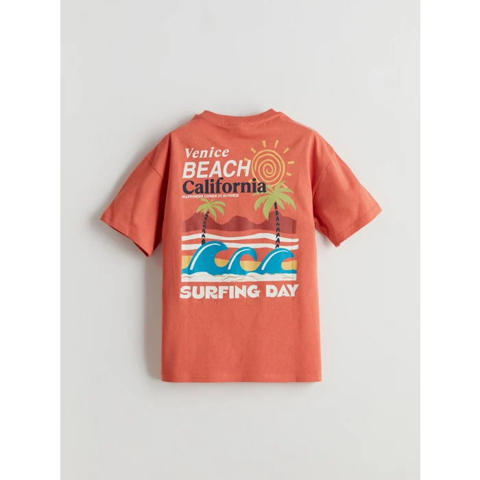 LCW Kids Turuncu Bisiklet Yaka Erkek Çocuk Tişört