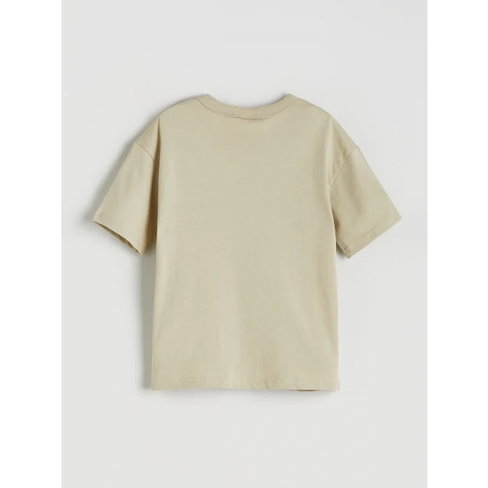 LCW Kids Haki Bisiklet Yaka Yazı Baskılı Erkek Çocuk Tişört