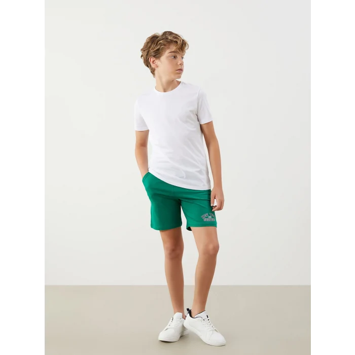 LCW Kids Yeşil Beli Lastikli Erkek Çocuk Şort