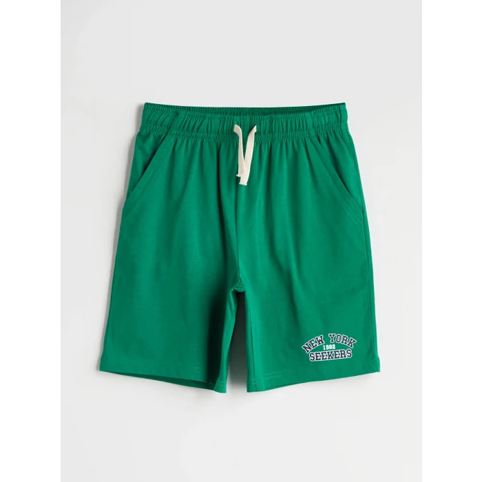 LCW Kids Yeşil Beli Lastikli Erkek Çocuk Şort