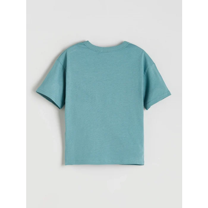 LCW Kids Yeşil Bisiklet Yaka Yazı Baskılı Erkek Çocuk Tişört