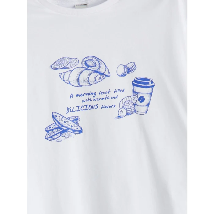 LCW Kids Beyaz Bisiklet Yaka Kız Çocuk Tişört