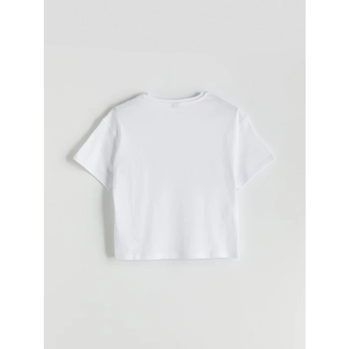 LCW Kids Beyaz Bisiklet Yaka Kız Çocuk Tişört